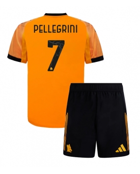 Billige Fotballdrakt AS Roma Lorenzo Pellegrini #7 Replika Bortedraktsett Barn 2025-26 Kortermet (med bukser)